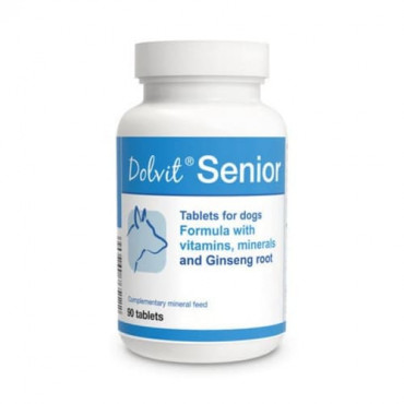 Minerālu papildbarība senioru suņiem Dolfos Dolvit Senior ar žeņšeņa sakni 90 tab