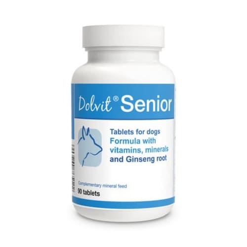 Minerālu papildbarība senioru suņiem Dolfos Dolvit Senior ar žeņšeņa sakni 90 tab