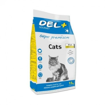 Sausā barība pieaugušiem kaķiem DEL + GOURMET Cats ar vistu un tunci 15 kg