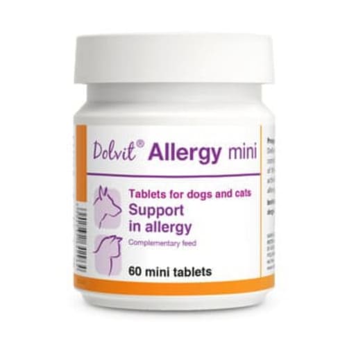 Minerālu papildbarība suņiem un kaķiem Dolfos Dolvit Allergy mini alerģijas atbalsts 60 tab