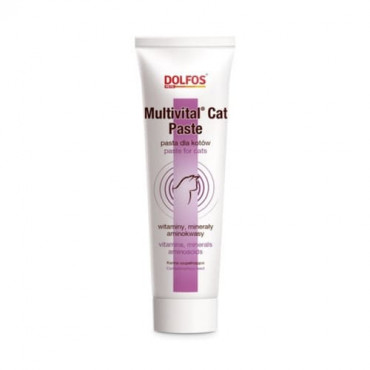 Papildbarība kaķiem Dolfos Multivital Cat Paste vitamīni, minerālvielas, aminoskābes, paste 100 g