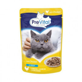 Konservi kaķiem PreVital Pouch for adult cat with Chicken in..