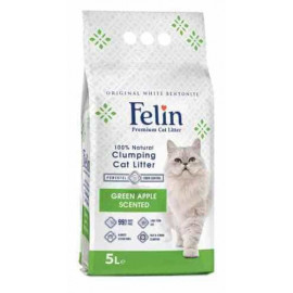 Cementējošās smiltis kaķu tualetei FELIN green apple 5l