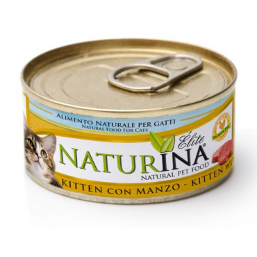NATURINA ELITE - konservi kaķēniem vista ar liellopu gaļu 70 g.