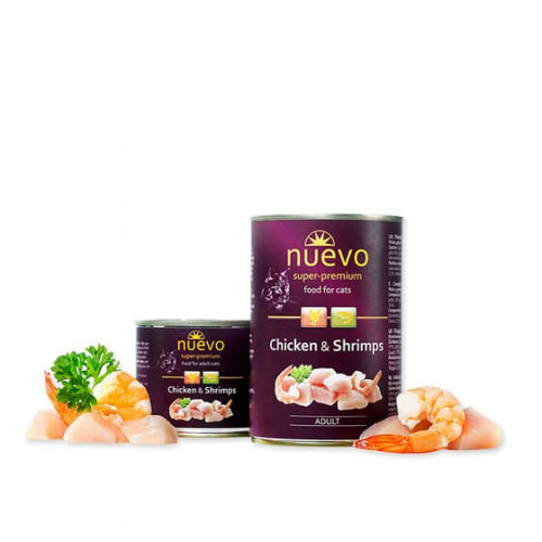 Konservi kaķiem nuevo Adult Chicken & Shrimps ar vistu un garnelēm 400 g