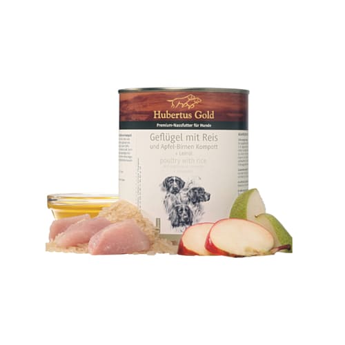 Konservi suņiem Hubertus Gold Poultry & Rice ar mājputniem un rīsiem 800 g