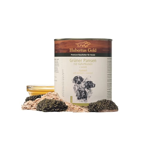 Konservi suņiem Hubertus Gold Rumen & Oat flakes no liellopa gaļas un kviešu dīgļiem 800 g